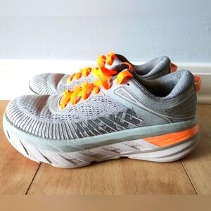 Womens Hoka Bondi 7 - Gray Orange - Size 7.5 - VGUC